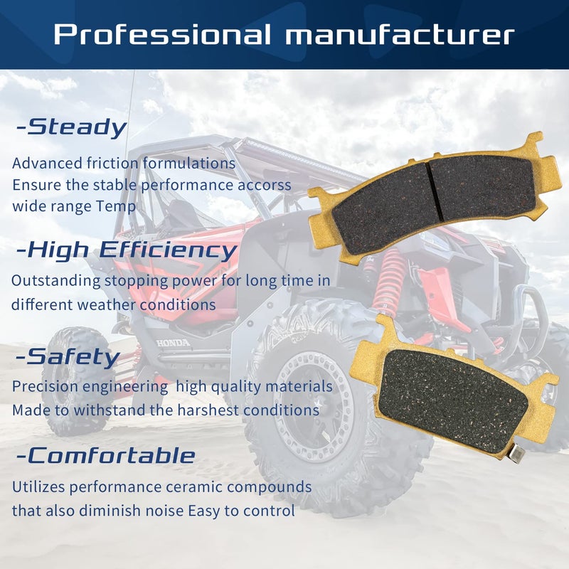 Sunluway For 2016-2021 Honda Pioneer 1000/2016-2021 Honda Pioneer 1000-5/2019-2021 Honda Talon 1000R and 1000X - Replaces 06451-HL4-A01 Front and Rear Ceramic Disc Metal Heavy Duty Brake Pads (4 Sets) - Image 2